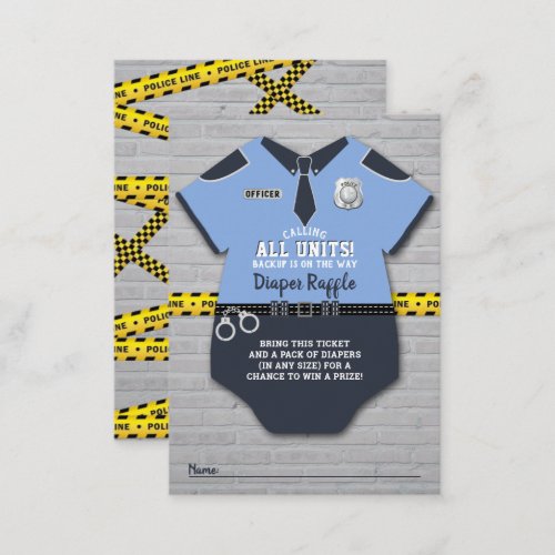 Police Officer Baby Shower Diaper Raffle Ticket Enclosure Card