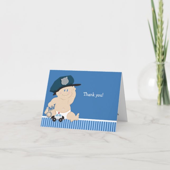 Police Officer Baby Shower Folded Note Card (Front)