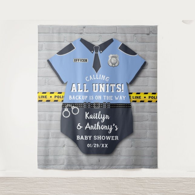 Police Officer Baby Shower Photo Backdrop (Front)