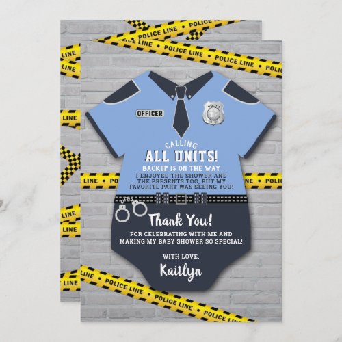 Police Officer Baby Shower Thank You Card