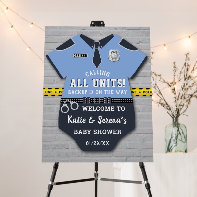 Police Officer Baby Shower Welcome Foam Board (In Situ (Stand))