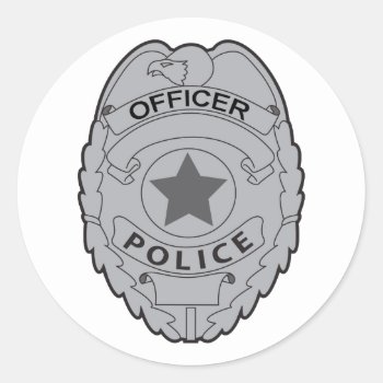 Police Officer Badge Classic Round Sticker by greatnotions at Zazzle