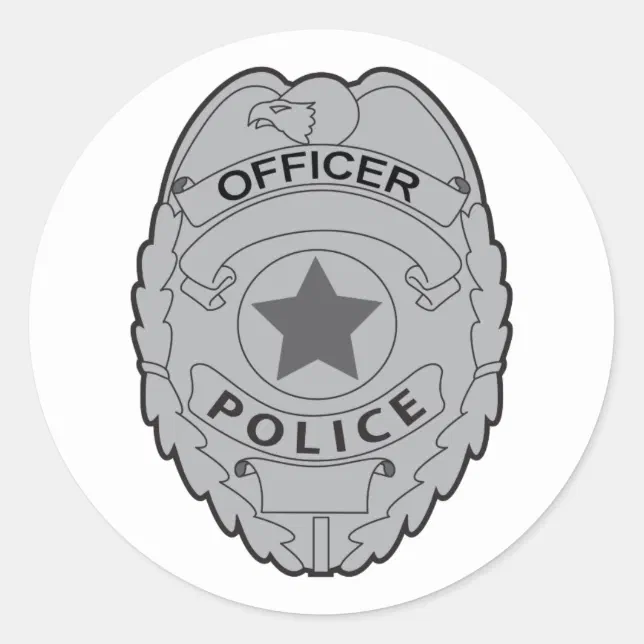 POLICE OFFICER BADGE CLASSIC ROUND STICKER | Zazzle