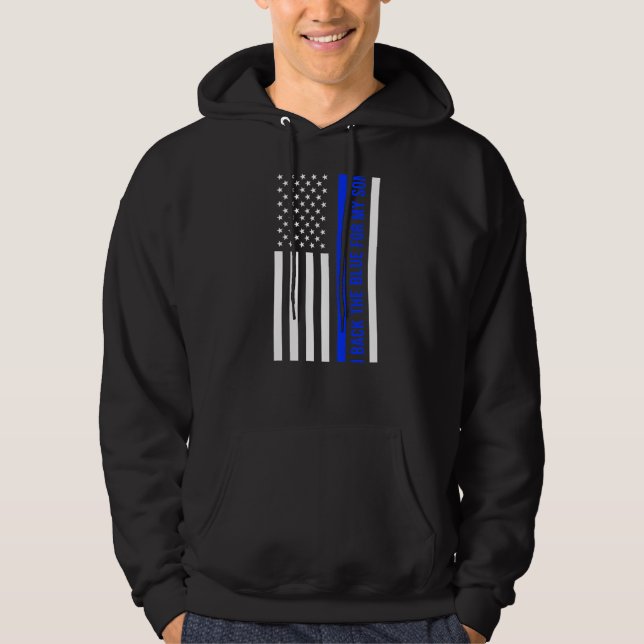 Police Officer Badge I Wear Blue For My Son Americ Hoodie (Front)