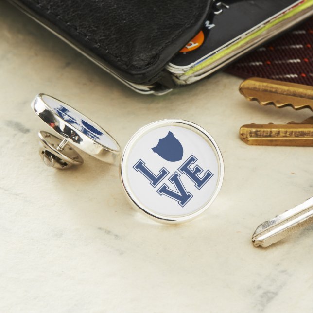 Police Officer Badge - L O V E Lapel Pin (In Situ)