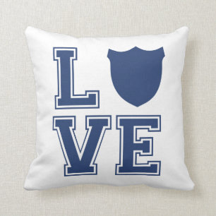 Police Officer Badge - L O V E Throw Pillow