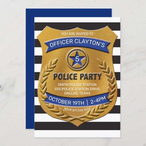 Police Officer Badge Party Invitation