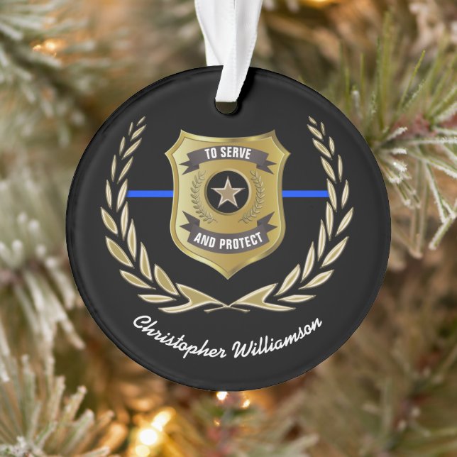 Police Officer Badge Personalized Ornament (Tree)