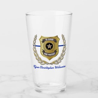 Police Officer Badge Personalized  Pint Glass