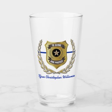 Police Officer Badge Personalized Pint Glass Police Officer Badge Personalized Pint Glass