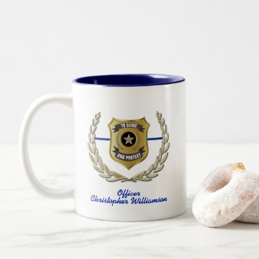 Police Officer Badge Personalized Two-Tone Coffee Mug Police Officer Badge Personalized Two-Tone Coffee Mug