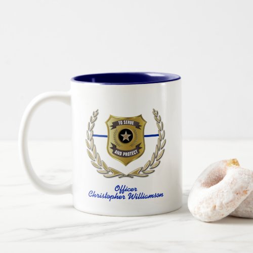 Police Officer Badge Personalized Two_Tone Coffee Mug