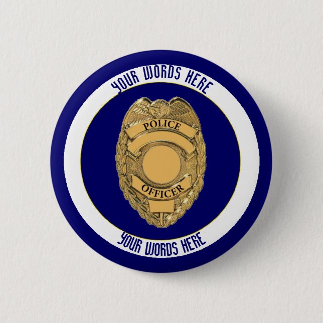 Police Officer Badge Shield Custom Button (Front)