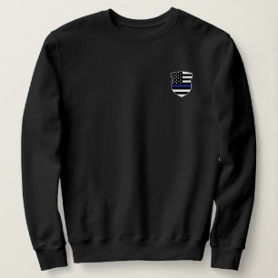 Police Officer Badge Thin Blue Line Flag Sweatshirt