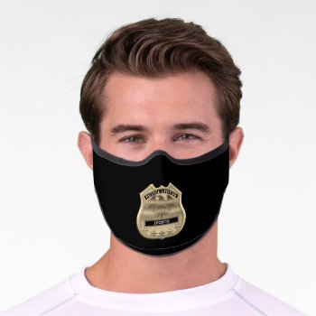 Police Officer Badge With Number Or Name Premium Face Mask by hhbusiness at Zazzle