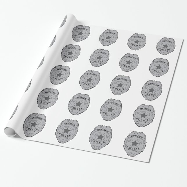POLICE OFFICER BADGE WRAPPING PAPER (Unrolled)
