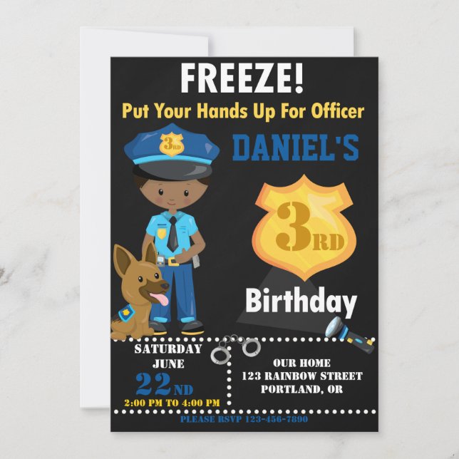 Police officer birthday invitation Police k9 dog (Front)