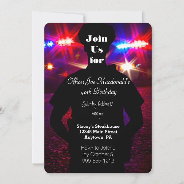Police Officer Birthday Party Invitations (Front)