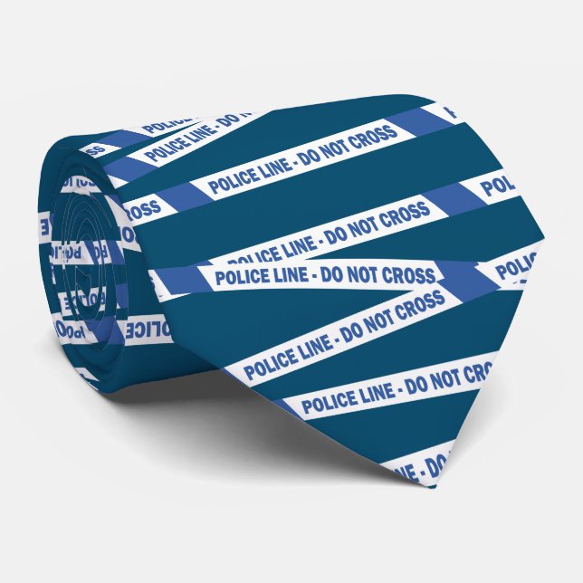 Police Officer Blue Crime Scene Tape Retirement Neck Tie (Rolled)