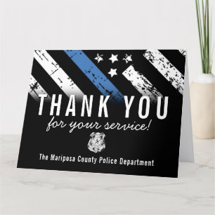 Police Officer Blue Line Flag First Responder Letterpress Thank You Card