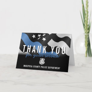 Police Officer Blue Line Law Enforcement Letterpress Thank You Card