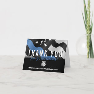 Police Officer Blue Line Law Enforcement Letterpress Thank You Card