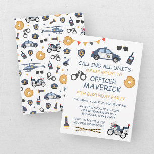 Police Officer Calling All Units Kids Birthday Invitation