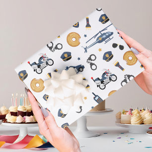 Police Officer Calling All Units Kids Birthday Wrapping Paper Sheets