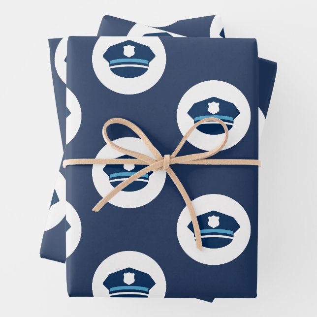 Police Officer Cap Wrapping Paper Sheets (In situ)