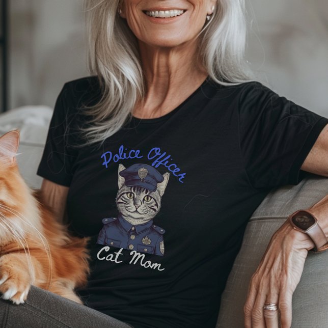 Police Officer Cat Mom Tshirt (Police man cat mom tshirt for mothers day gift)