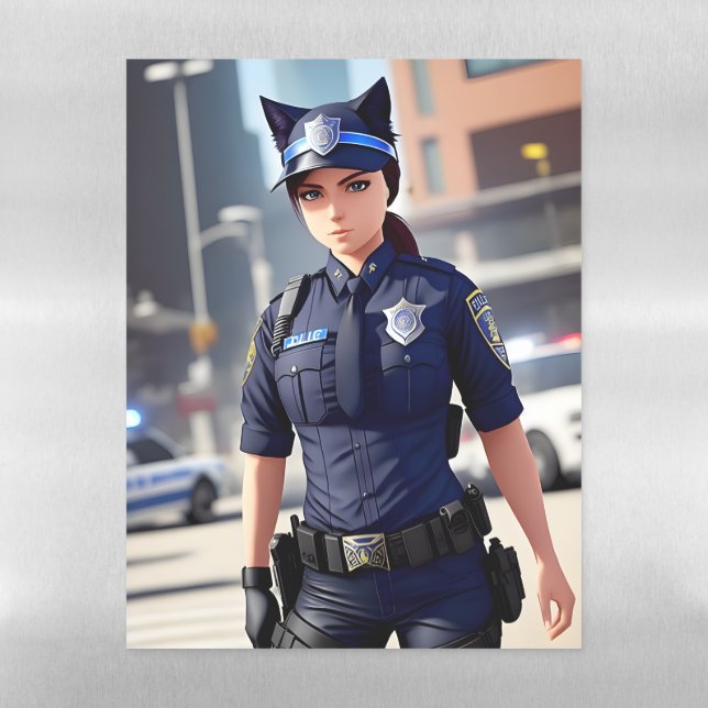 Police officer catgirl magnetic dry erase sheet (Vertical)