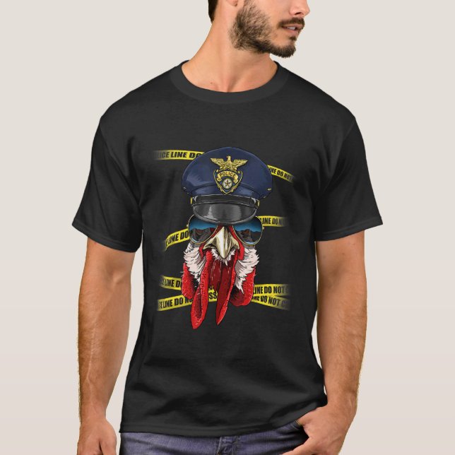 Police Officer Chicken PD Cop Crime Scene Chicken T-Shirt (Front)