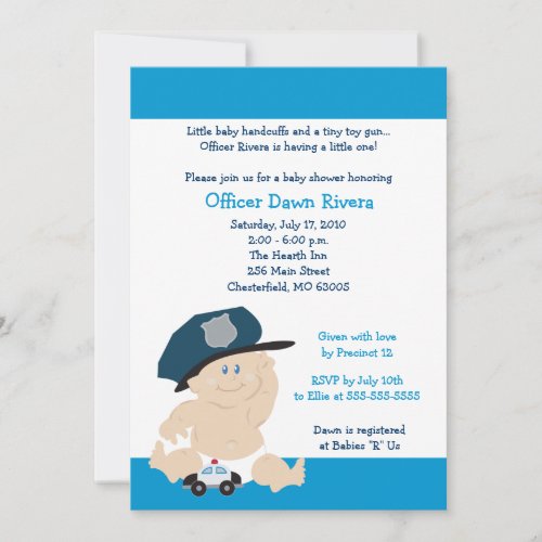 POLICE OFFICER Cop Baby Shower Invitation 5x7