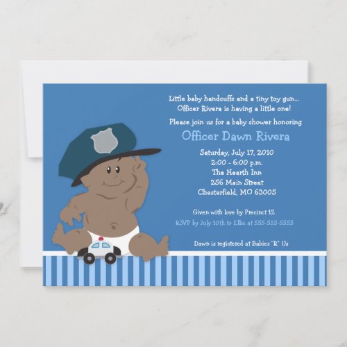 POLICE OFFICER Cop Baby Shower Invitation 5x7