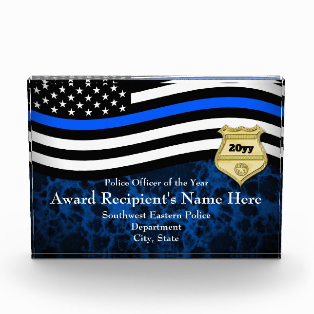 Police Officer Custom Law Enforcement Acrylic Award (Front)