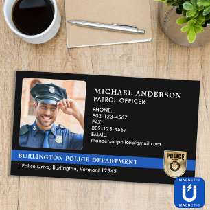 Police Officer Custom Law Enforcement Logo Photo Business Card Magnet