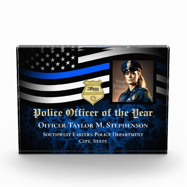 Police Officer Custom Law Enforcement Photo Acrylic Award (Front)
