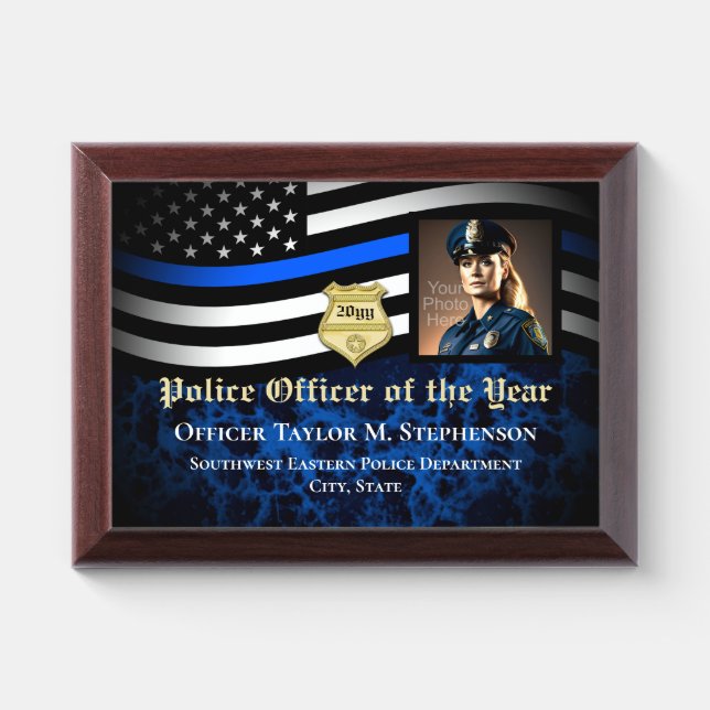 Police Officer Custom Law Enforcement Photo Award Plaque (Horizontal)