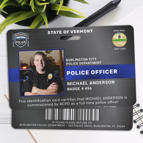Police Officer Custom Law Enforcement Photo ID Badge