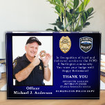 Police Officer Custom Law Enforcement Retirement  Acrylic Award<br><div class="desc">Celebrate and show your appreciation to an outstanding Police Officer with this Police Retirement Award - Personalize this police retirement award with photo, officers name, text with law enforcement department name and community, and date of retirement. COPYRIGHT © 2020 Judy Burrows, Black Dog Art - All Rights Reserved. Police Officer...</div>