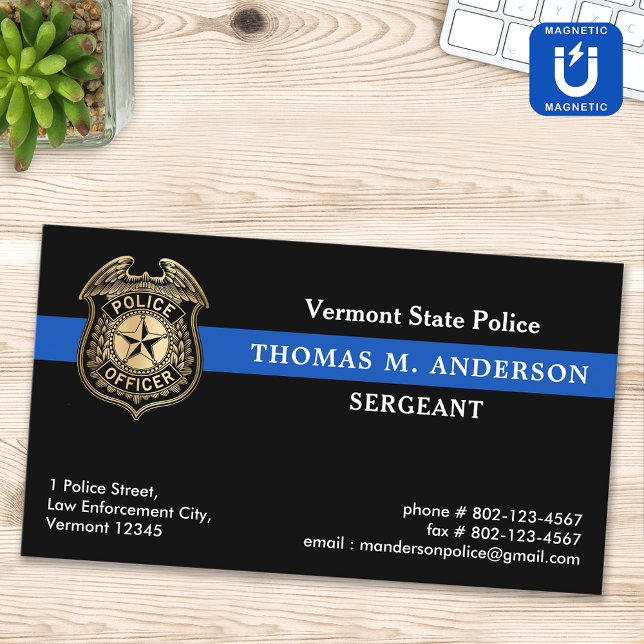 Police Officer Custom Logo Emblem Law Enforcement Business Card Magnet (Creator Uploaded)