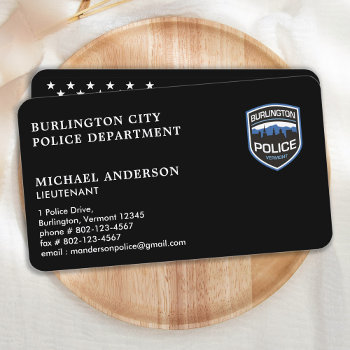 Police Officer Custom Logo Law Enforcement Business Card by BlackDogArtJudy at Zazzle