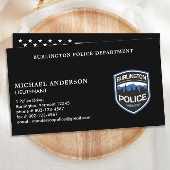 Police Officer Custom Logo Name Law Enforcement Business Card by BlackDogArtJudy at Zazzle