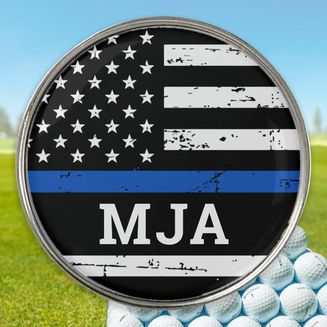 Police Officer Custom Monogram Thin Blue Line Golf Ball Marker (Creator Uploaded)