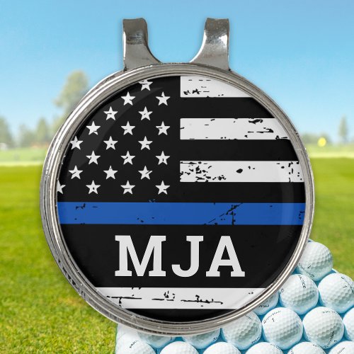 Police Officer Custom Monogram Thin Blue Line Golf Hat Clip