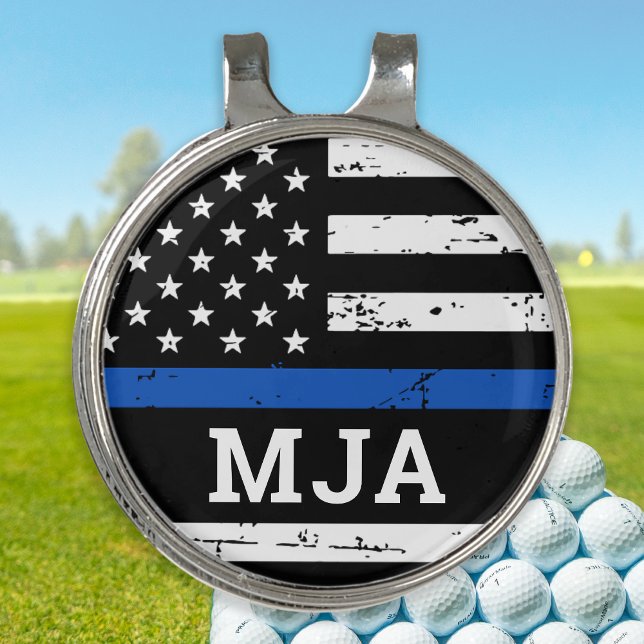 Police Officer Custom Monogram Thin Blue Line Golf Hat Clip (Creator Uploaded)