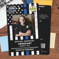Police Officer Custom Photo Logo Bar Code ID