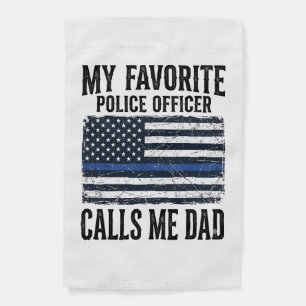 Police Officer Dad Thin Blue Line Vintage Vector D Garden Flag