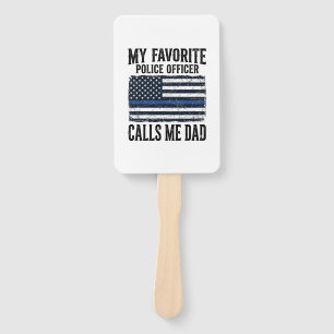 Police Officer Dad Thin Blue Line Vintage Vector D Hand Fan