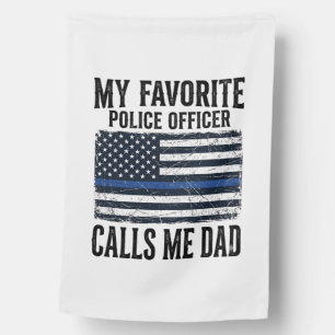 Police Officer Dad Thin Blue Line Vintage Vector D House Flag